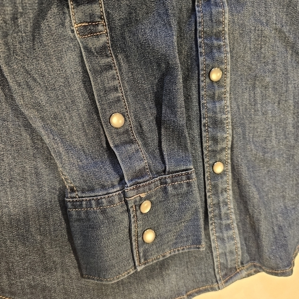 WOMEN'S Levi Strauss & Co Ultimate Western Cotton Denim Shirt Sz M L - Picture 10 of 13